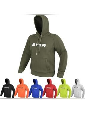 NWOT BYKR Motorcycle Hoodie Sweatshirt All Weather CE Arored, Large